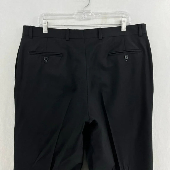 Tommy Hilfiger Men's Pants Sz 36x30 Black Classic Straight Leg Pure Wool Trouser - Picture 8 of 11